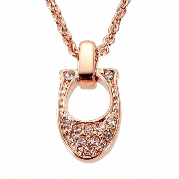 COACH ROSEGOLD PAVE SIGNATURE NECKLACE - Picture 2 of 9